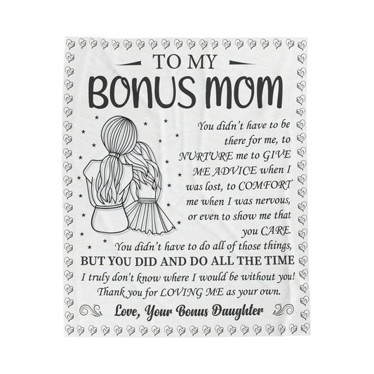 To My Bonus Mom | Velveteen Plush Blanket