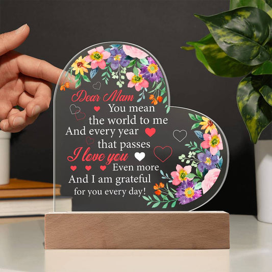 Dear Mom | Printed Heart Acrylic Plaque